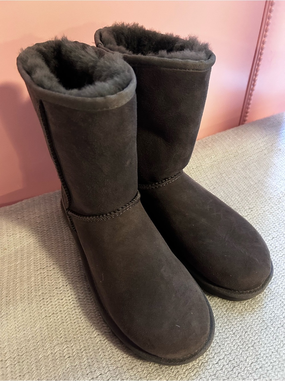 UGG Women’s Suede Short Boots in Charcoal - Picture 3 of 6